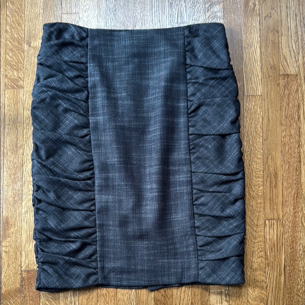 Anthropologie Gray Ruched Pencil Skirt for Work